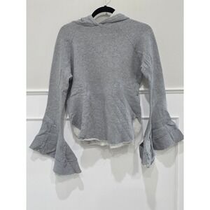 Maggie Marilyn Gray Organic Cotton Bell Sleeve Raw Hem Hoodie XS Heather Gray
